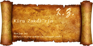 Kirs Zakária névjegykártya